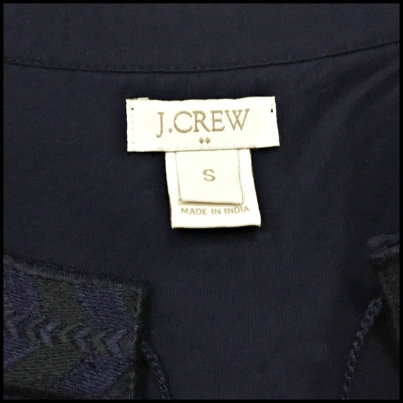J. Crew Factory Navy Long Sleeve Boho Peasant Top - Picture 6 of 7